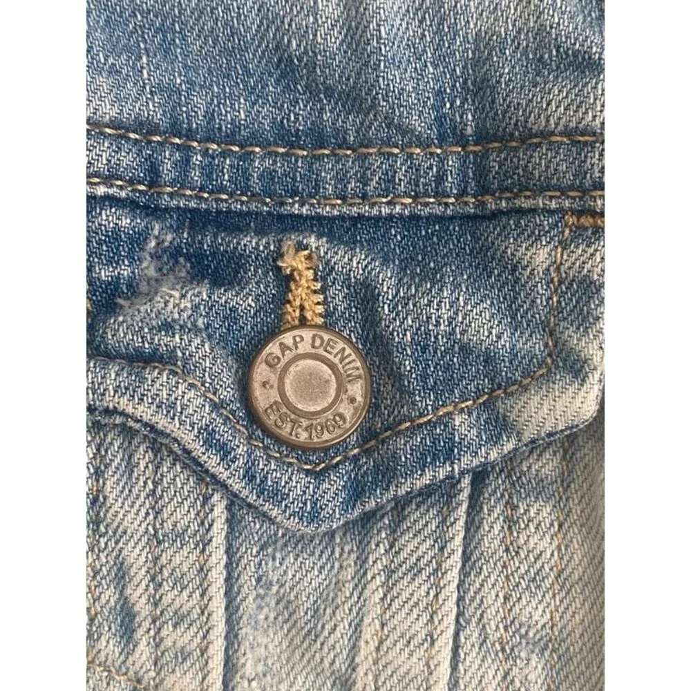 Gap Kids Distressed Blue Jean Denim Vest Indie Y2K 4/5 XS
